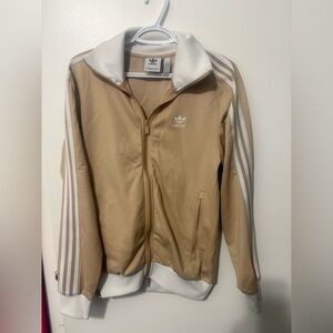 Adidas Beige and White Track Jacket for Men